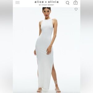 Alice + Olivia Pania Ribbed‎ Knit Tank Maxi Dress Side Slits  Size 8